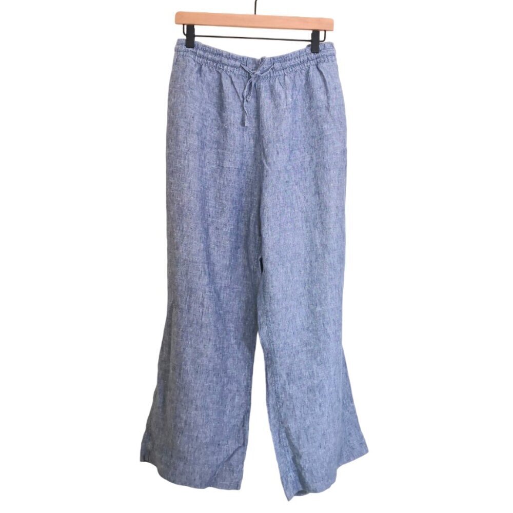 L.L. Bean 100% Linen Wide Leg Pocket Pants Blue Heather Size 20P(XLP)